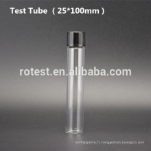 Tube à essai en verre à fond plat (25 * 100mm) avec capuchon à vis en bakélite